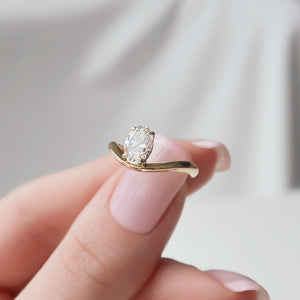 The Berta Set  With A 2.5 Carat Oval 18K Yellow Gold Moissanite