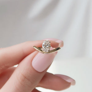 The Berta Set  With A 2.5 Carat Oval 18K Yellow Gold Moissanite