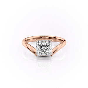 The Berta Set  With A 1.5 Carat Princess 14K Rose Gold Moissanite