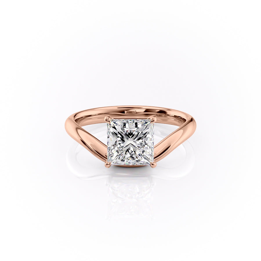 The Berta Set  With A 2.5 Carat Princess 14K Rose Gold Moissanite