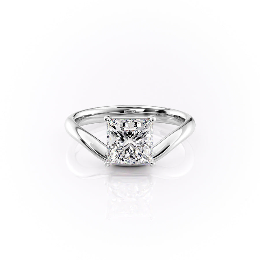 The Berta Set  With A 2.5 Carat Princess 14K White Gold Moissanite