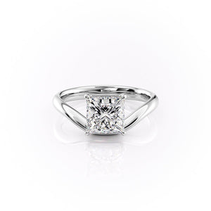 The Berta Set  With A 4 Carat Princess 18K White Gold Moissanite