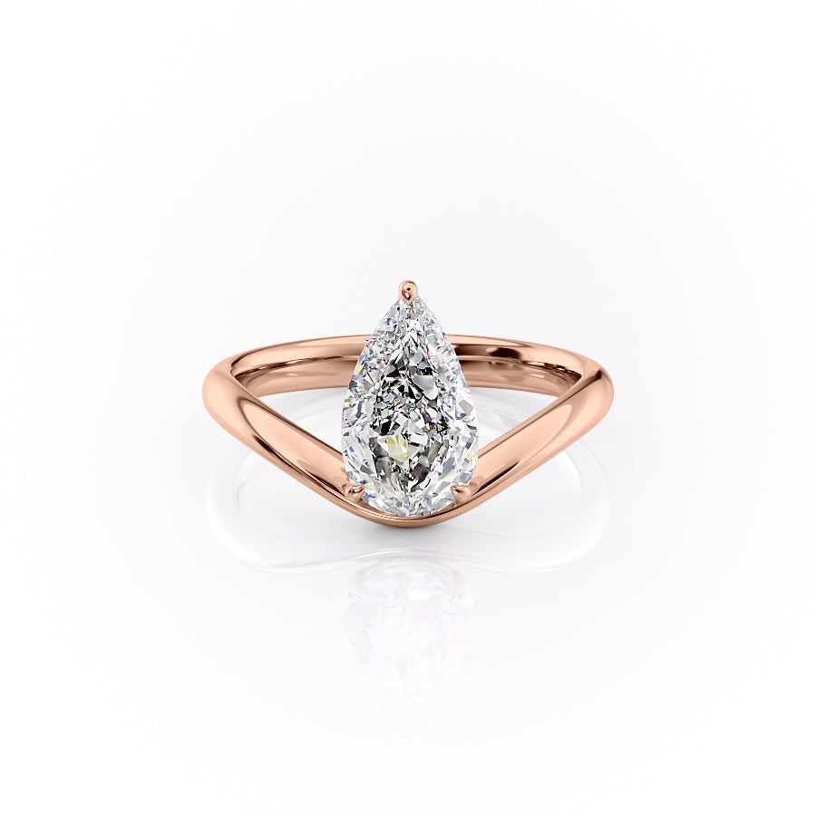 The Berta Set  With A 1 Carat Pear 14K Rose Gold Moissanite
