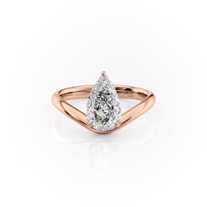 The Berta Set  With A 4 Carat Pear 14K Rose Gold Moissanite