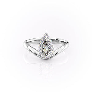 The Berta Set  With A 2.5 Carat Pear 14K White Gold Moissanite