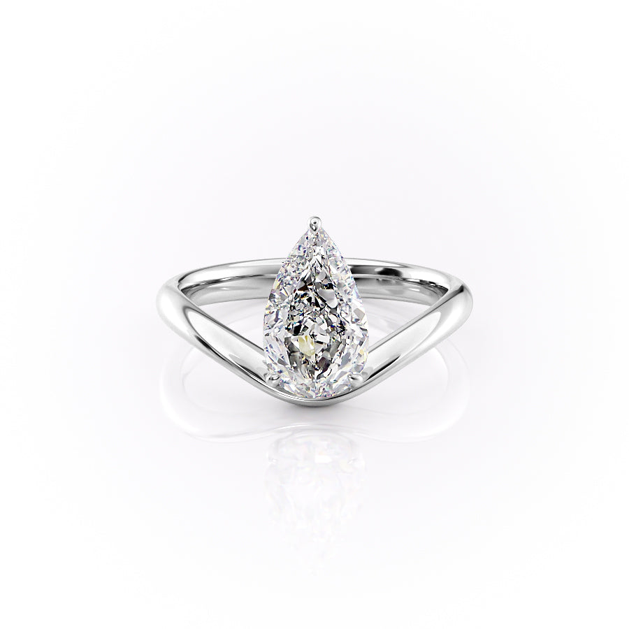 The Berta Set  With A 4 Carat Pear 18K White Gold Moissanite