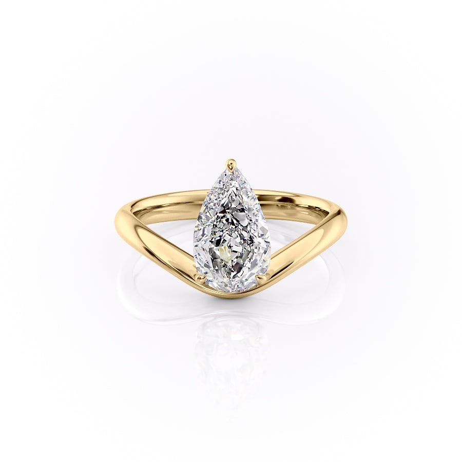 The Berta Set  With A 4 Carat Pear 18K Yellow Gold Moissanite