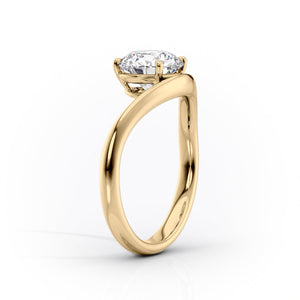 The Berta Set  With A 2.5 Carat Oval 18K Yellow Gold Moissanite