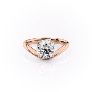 The Berta Set  With A 3.5 Carat Round 14K Rose Gold Moissanite