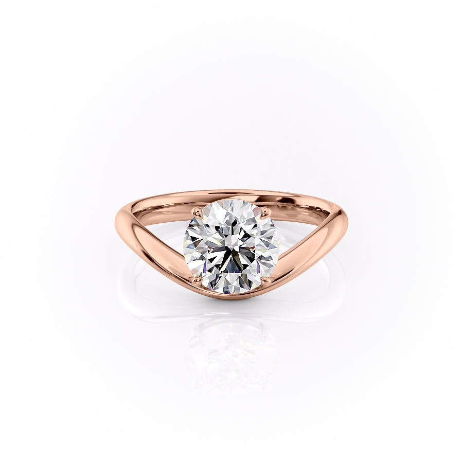 The Berta Set  With A 1 Carat Round 14K Rose Gold Moissanite