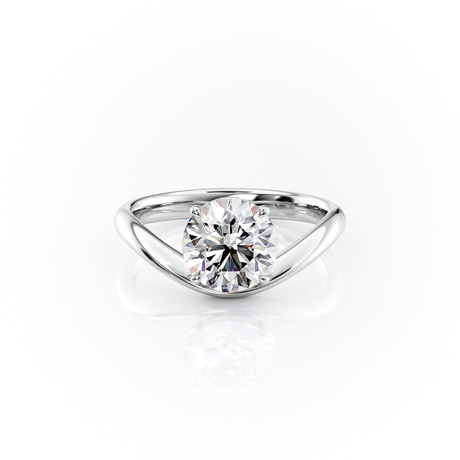 The Berta Set  With A 5 Carat Round 18K White Gold Moissanite
