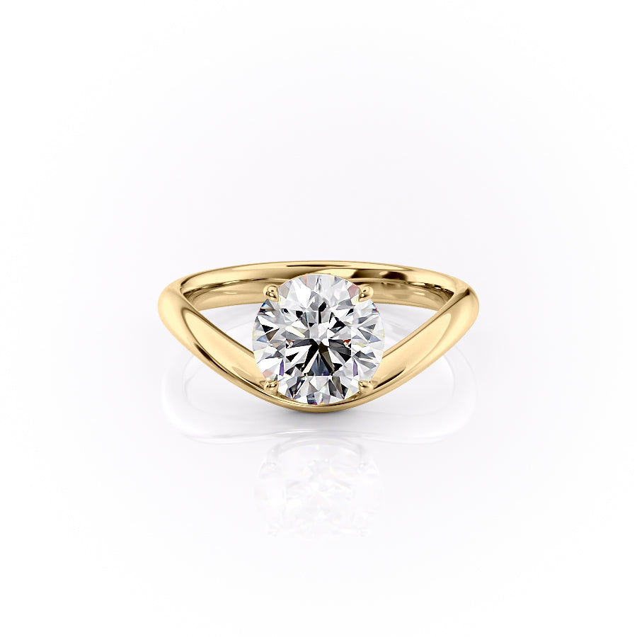 The Berta Set  With A 5 Carat Round 18K Yellow Gold Moissanite