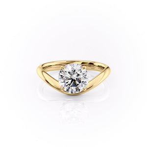 The Berta Set  With A 3 Carat Round 18K Yellow Gold Moissanite