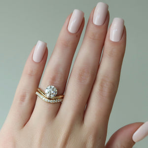 The Berta Set  With A 5 Carat Round 18K Yellow Gold Moissanite