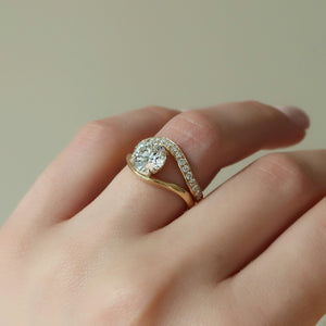 The Berta Set  With A 5 Carat Round 18K Yellow Gold Moissanite