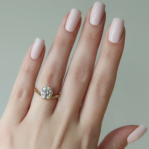 The Berta Set  With A 5 Carat Round 18K Yellow Gold Moissanite