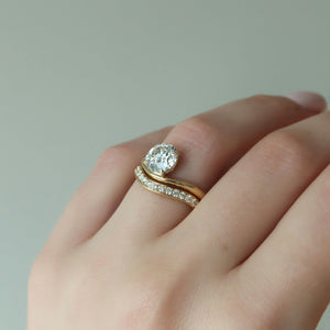 The Berta Set  With A 5 Carat Round 18K Yellow Gold Moissanite