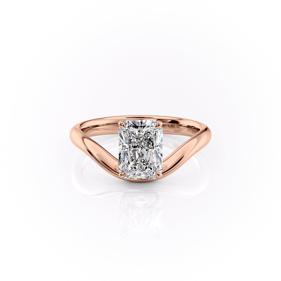 The Berta Set  With A 4.5 Carat Radiant 14K Rose Gold Moissanite