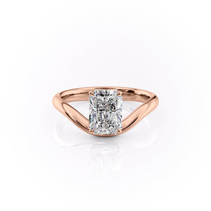 The Berta Set  With A 4.5 Carat Radiant 14K Rose Gold Moissanite