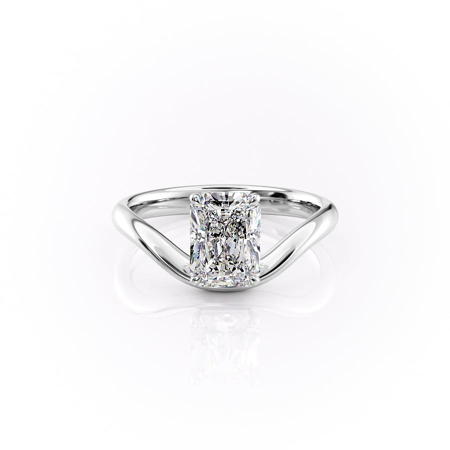 The Berta Set  With A 2 Carat Radiant 14K White Gold Moissanite