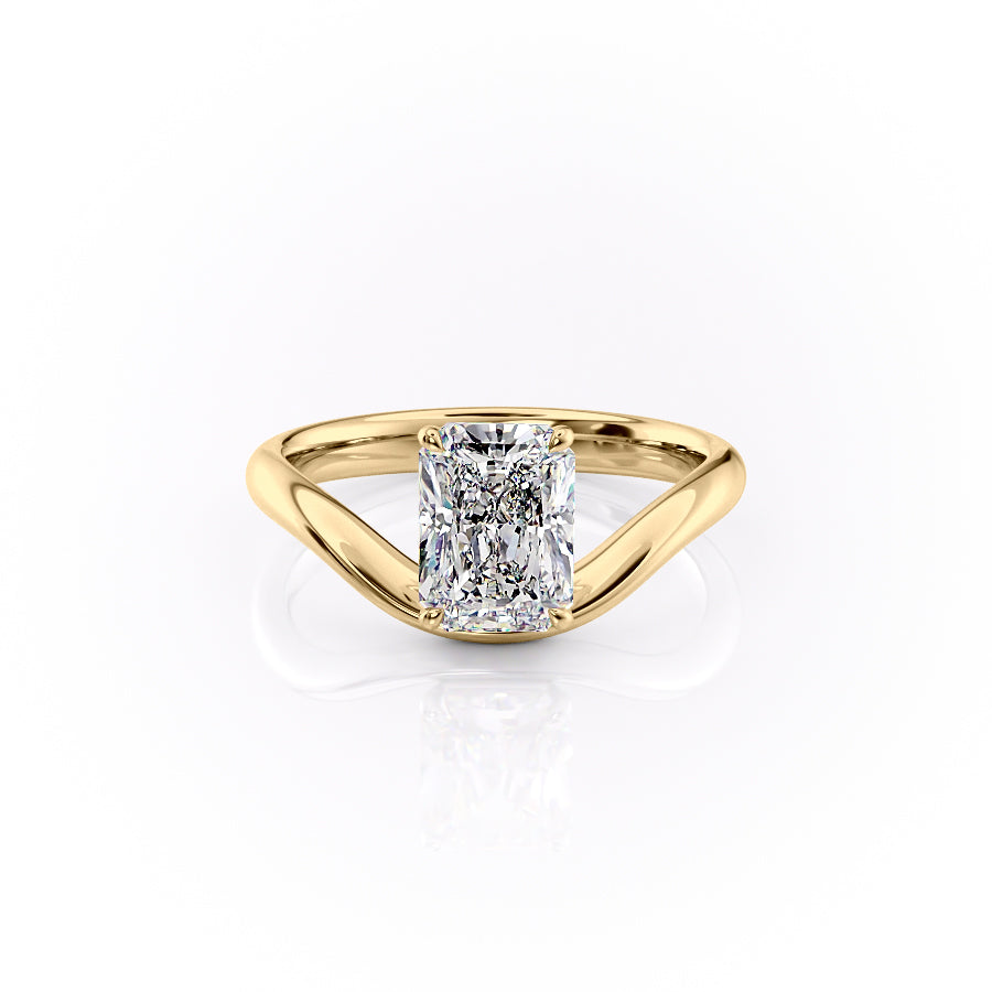 The Berta Set  With A 3.5 Carat Radiant 18K Yellow Gold Moissanite