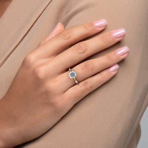 The Nicole Set  With A 2 Carat Cushion 14K Rose Gold Moissanite