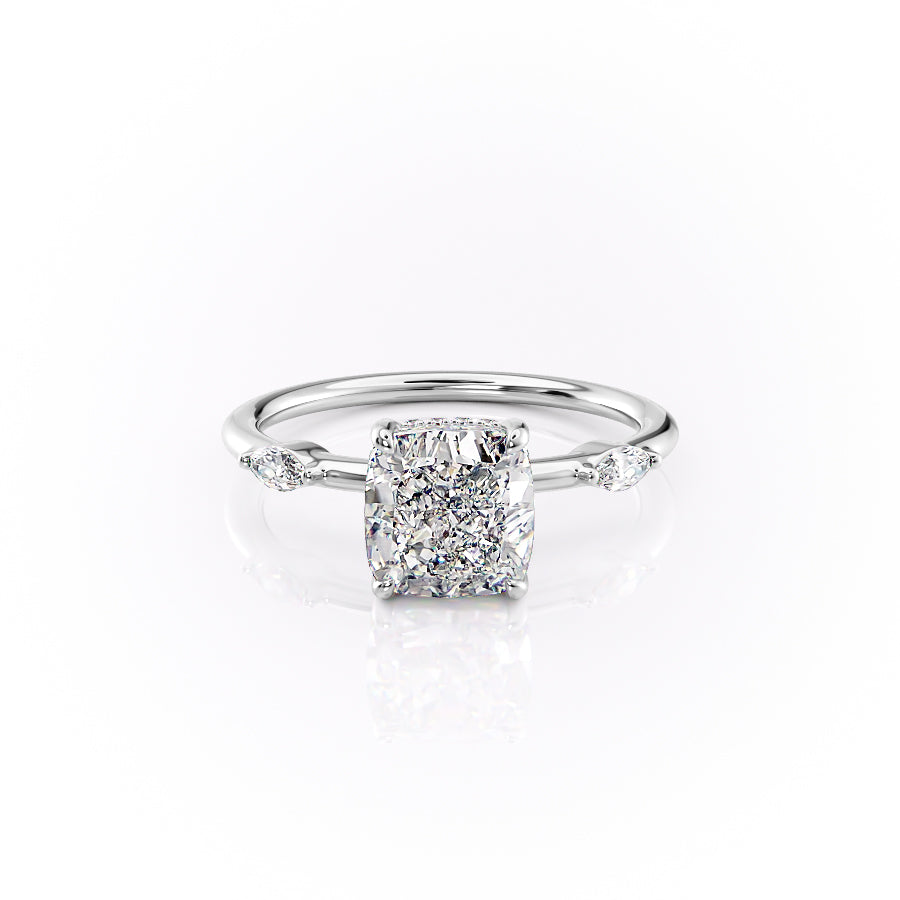 The Nicole Set With A 3 Carat Cushion 18K White Gold Lab Diamond