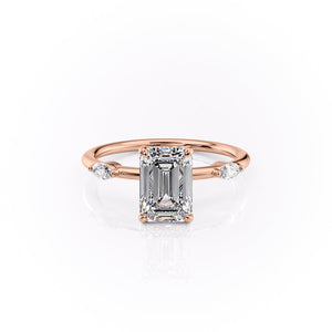 The Nicole Set  With A 3 Carat Emerald 18K Rose Gold Moissanite