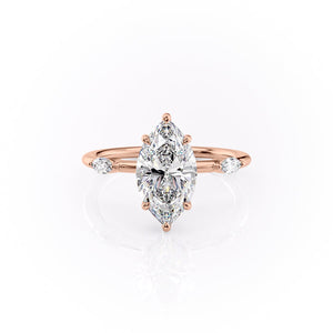 The Nicole Set With A 1 Carat Marquise 14K Rose Gold Lab Diamond
