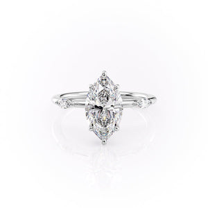 The Nicole Set With A 1 Carat Marquise 18K White Gold Lab Diamond
