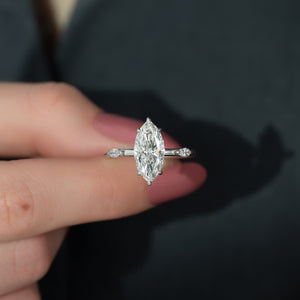 The Nicole Set With A 1 Carat Marquise 14K White Gold Lab Diamond