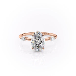 The Nicole Set  With A 2.5 Carat Oval 14K Rose Gold Moissanite