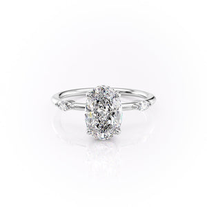 The Nicole Set  With A 2 Carat Oval 14K White Gold Moissanite