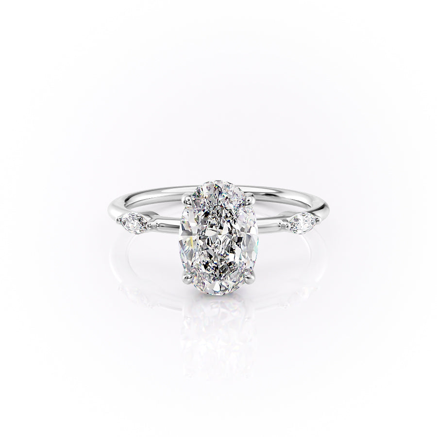 The Nicole Set  With A 1.5 Carat Oval 18K White Gold Moissanite