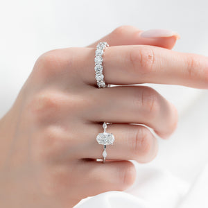 The Nicole Set  With A 2 Carat Oval 14K White Gold Moissanite