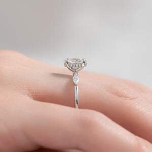 The Nicole Set  With A 2 Carat Oval 14K White Gold Moissanite