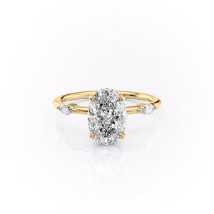 The Nicole Set With A 1 Carat Oval 18K Yellow Gold Lab Diamond