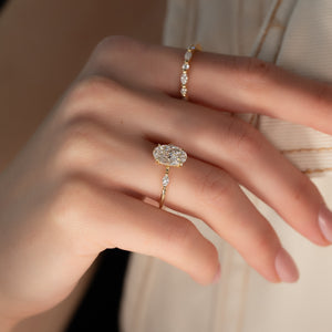 The Nicole Set With A 1 Carat Oval 18K Yellow Gold Lab Diamond