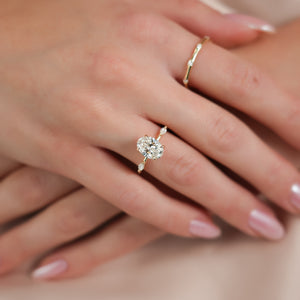 The Nicole Set With A 3 Carat Oval 18K Yellow Gold Lab Diamond