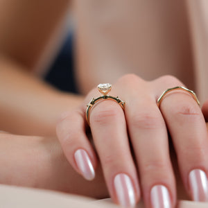 The Nicole Set With A 1 Carat Oval 18K Yellow Gold Lab Diamond
