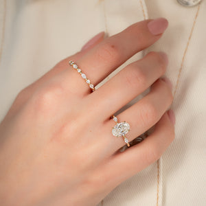 The Nicole Set With A 1 Carat Oval 18K Yellow Gold Lab Diamond