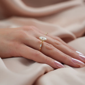 The Nicole Set With A 1 Carat Oval 18K Yellow Gold Lab Diamond