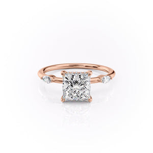 The Nicole Set  With A 1.5 Carat Princess 14K Rose Gold Moissanite