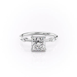 The Nicole Set  With A 1.5 Carat Princess 18K White Gold Moissanite