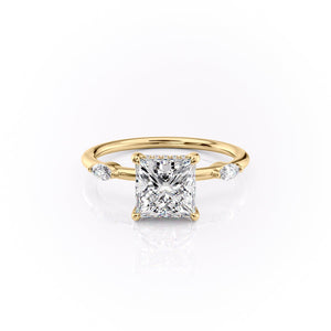 The Nicole Set  With A 1 Carat Princess 18K Yellow Gold Moissanite