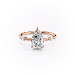 The Nicole Set With A 1.5 Carat Pear 14K Rose Gold Lab Diamond