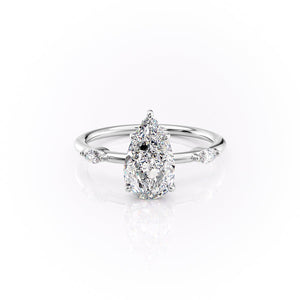 The Nicole Set  With A 3 Carat Pear 18K White Gold Moissanite