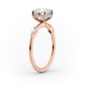 The Nicole Set  With A 3 Carat Emerald 18K Rose Gold Moissanite