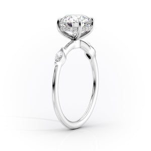 The Nicole Set With A 2.5 Carat Oval 14K White Gold Lab Diamond