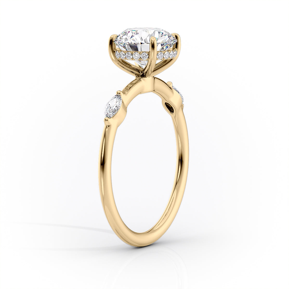 The Nicole Set  With A 3 Carat Princess 18K Yellow Gold Moissanite